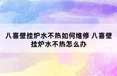 八喜壁挂炉水不热如何维修 八喜壁挂炉水不热怎么办